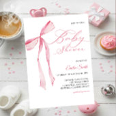 Pink bow Girl baby shower  招待状