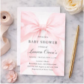 Pink Bow Girl Baby Shower 招待状