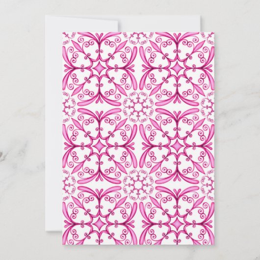 Pink Bow Girl Baby Shower 招待状 (裏面)