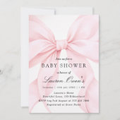 Pink Bow Girl Baby Shower 招待状 (正面)