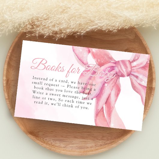 Pink Bow Girl Baby Shower Books for Baby エンクロージャーカード