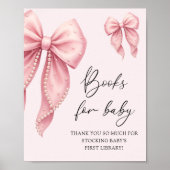  Pink Bow Girl Baby Shower Books for Baby ポスター (正面)