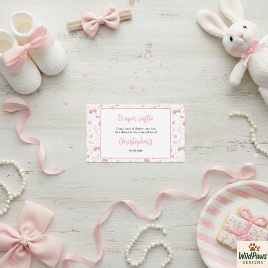 Pink Bow Girl Baby Shower – Cute & Fun Party エンクロージャーカード