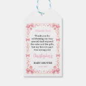 Pink Bow Girl Baby Shower – Cute & Fun Party ギフトタグ (正面)