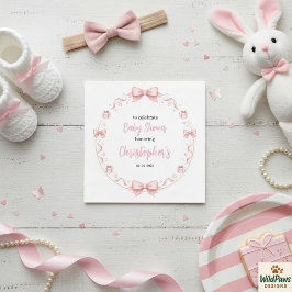 Pink Bow Girl Baby Shower – Cute & Fun Party スタンダードカクテルナプキン