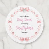 Pink Bow Girl Baby Shower – Cute & Fun Party フェイバータグ (裏面)