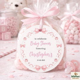 Pink Bow Girl Baby Shower – Cute & Fun Party フェイバータグ
