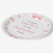 Pink Bow Girl Baby Shower – Cute & Fun Party ペーパープレート (アングル)