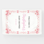 Pink Bow Girl Baby Shower – Cute & Fun Party 横断幕 (横)