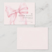 Pink Bow Girl Baby Shower Diaper Raffle エンクロージャーカード (正面/裏面)