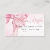 Pink Bow Girl Baby Shower Diaper Raffle エンクロージャーカード (正面)
