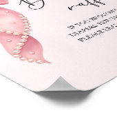 Pink Bow Girl Baby Shower Diaper Raffle ポスター (角)