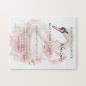 Pink Bow Girl Baby Shower Invitation ジグソーパズル (横)