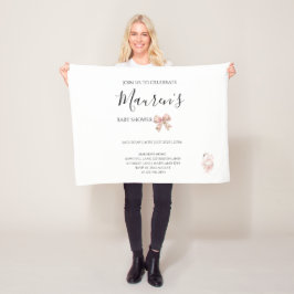 Pink Bow Girl Baby Shower Invitation フリースブランケット