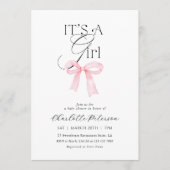 Pink Bow Girl Baby Shower Invitation 招待状 (正面)