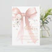 Pink Bow Girl Baby Shower Invitation 招待状 (スタンド正面)
