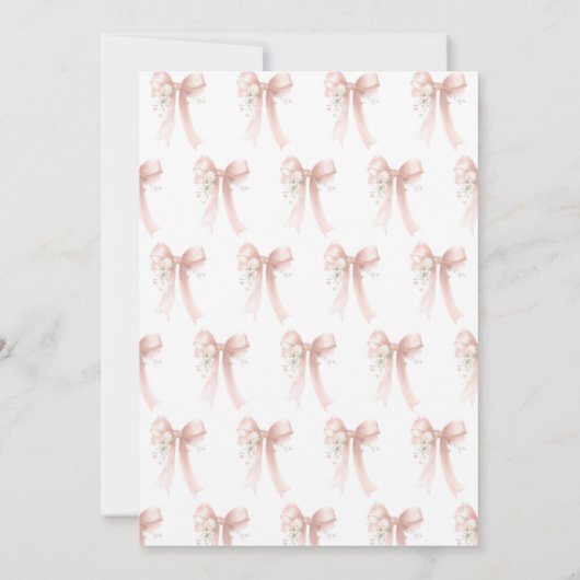 Pink Bow Girl Baby Shower Invitation 招待状 (裏面)
