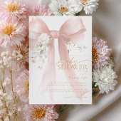 Pink Bow Girl Baby Shower Invitation 招待状