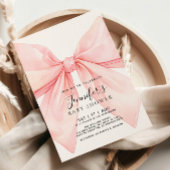 Pink Bow Girl Baby Shower Invitation 招待状