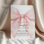 Pink Bow Girl Baby Shower Invitation 招待状