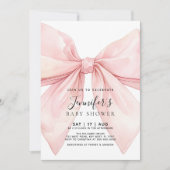 Pink Bow Girl Baby Shower Invitation 招待状 (正面)