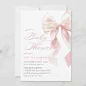 Pink Bow Girl Baby Shower Invitation 招待状 (正面)