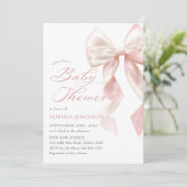 Pink Bow Girl Baby Shower Invitation 招待状 (スタンド正面)