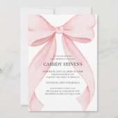 Pink Bow Girl Baby Shower Party 招待状 (正面)