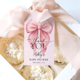 Pink Bow Girl Baby Shower Thank You ギフトタグ