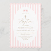 Pink Bow Girl Baptism Invitation 招待状 (正面)
