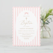 Pink Bow Girl Baptism Invitation 招待状 (スタンド正面)
