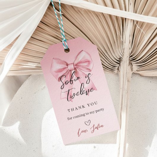 Pink Bow Girl Birthday Favor Tag ギフトタグ