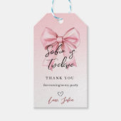 Pink Bow Girl Birthday Favor Tag ギフトタグ (正面)