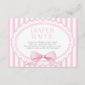 Pink Bow Girl Coquette Striped Baby Shower Diaper エンクロージャーカード (正面)