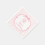 Pink Bow Girl First Birthday スタンダードカクテルナプキン (角)