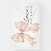 Pink Bow Girl First Birthday  横断幕 (縦)