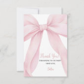 Pink Bow Girl First Birthday Flat  サンキューカード (正面)