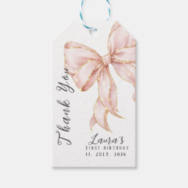 Pink Bow Girl First Birthday Party  ギフトタグ