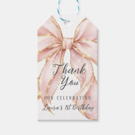 Pink Bow Girl First Birthday Party  ギフトタグ