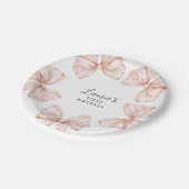 Pink Bow Girl First Birthday Party  ペーパープレート (アングル)