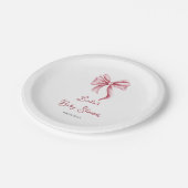 Pink Bow Girl Girl Baby Shower ペーパープレート (アングル)