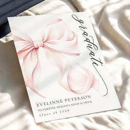 Pink Bow Girl Graduation Invitation 招待状