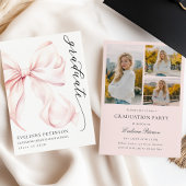 Pink Bow Girl Graduation Invitation 招待状