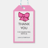 Pink Bow Girl Kids 1st Birthday  ギフトタグ (正面)