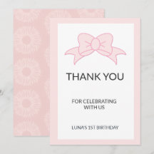 Pink Bow Girl Kids 1st Birthday 