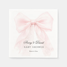 Pink Bow Girl Modern Baby Shower  スタンダードカクテルナプキン