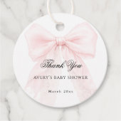 Pink Bow Girl Modern Baby Shower フェイバータグ (正面)