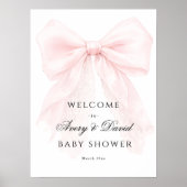 Pink Bow Girl Modern Baby Shower  ポスター (正面)