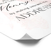 Pink Bow Girl Modern Baby Shower Address Sign ポスター (角)