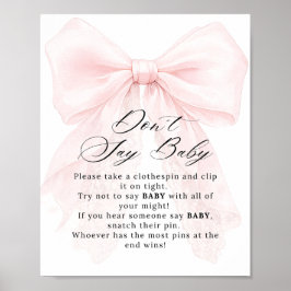 Pink Bow Girl Modern Baby Shower Game ポスター